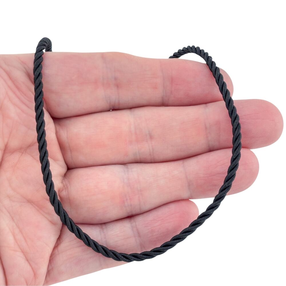 Vintage Sterling Silver 925 Black Twisted Cord Necklace 18"